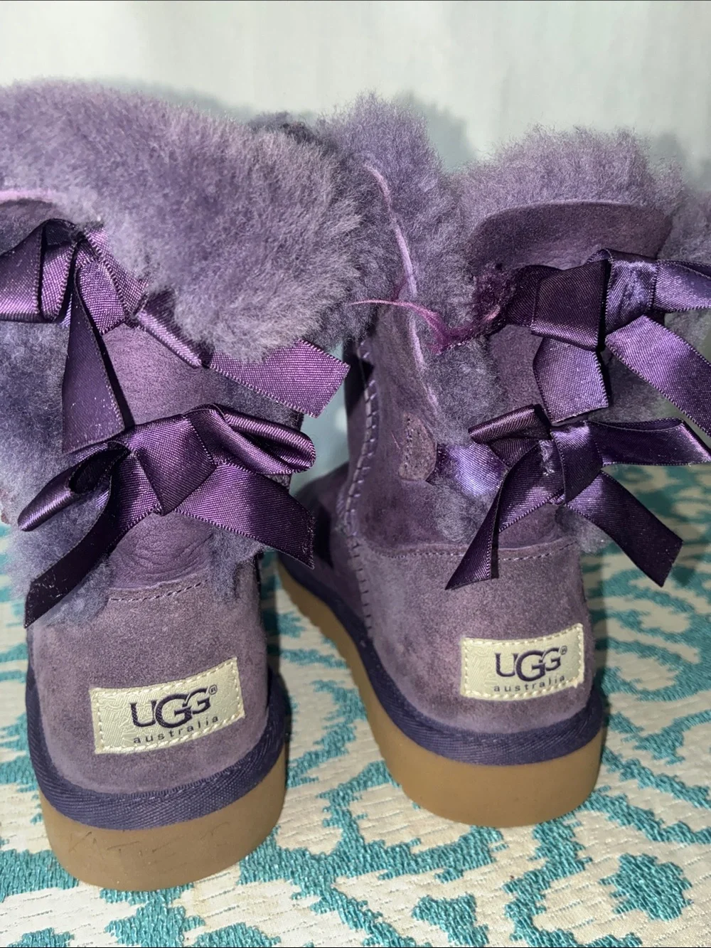 UGG Purple Suede Shearling Mid-Calf Boots for Girls